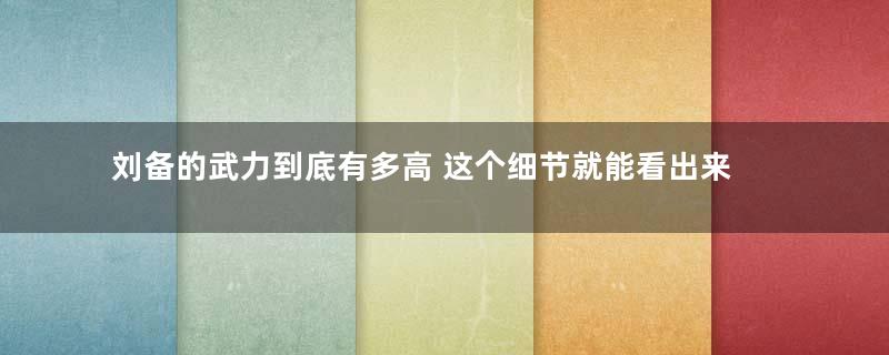 刘备的武力到底有多高 这个细节就能看出来